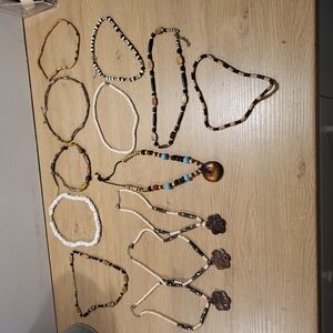 lot of 14 beaded and coral etc necklaces and chocker Bohemian Beaded Necklaces